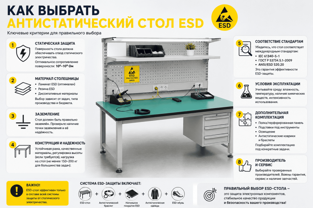 Как выбрать антистатический стол ESD